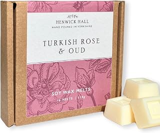 Turkish Rose and Oud Scented Wax Melts | 16 Pack | Soy Wax | Hand Poured | Vegan Friendly | Gift Box