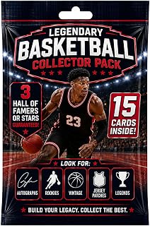 Basketball Card Legends Pack – 15 Cards Inside | 3 Guaranteed Hall of Famers or Stars | Look for Rookies, Patches, and Autographs for Collectors