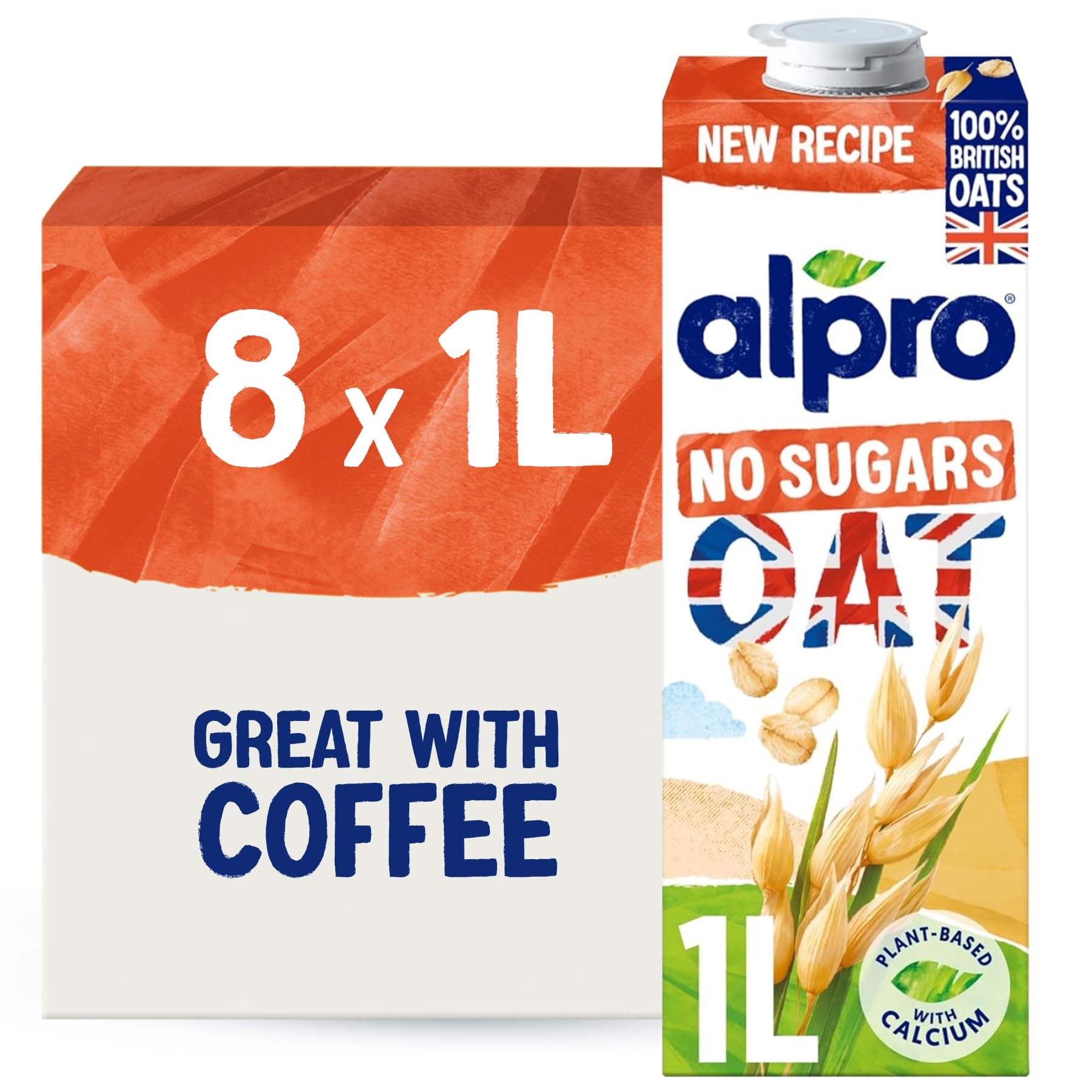 Alpro Oat Drink - No Sugars - 100% British Oats - Unsweetened Plant-Based Long L