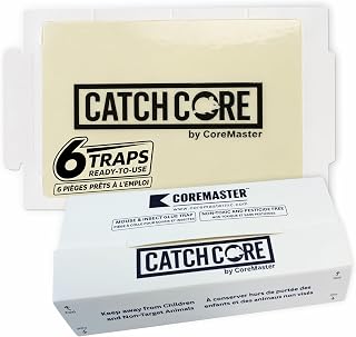 CatchCore Mouse and Insect Glue Traps for Roaches and Silverfish, 6 Pack | Indoor sticky pest traps with strong adhesive for Mice, Spider, Cockroaches and other crawling insects, ideal for indoor use