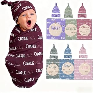 Personalized Baby Blanket, Custom Swaddle Blanket with Name for Baby Boy | Personalized Baby Gifts, Custom Name Blanket, Swaddles for Newborns, Baby Essentials, Baby Shower, Handmade Baby, 0-3 Months