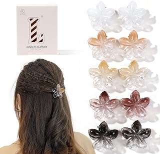 10 Pcs Hair Claw For Women - Non-slip Small Plumeria Flower Jaw Clamp For Thick Thin Medium Hairstyle, Fashionable Cute Hair Accessories Strong Hold,No Damage,Gift Box,Neutral Color