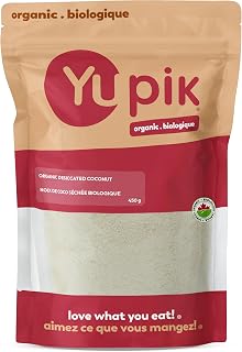 Yupik Organic Desiccated Coconut, Fine, 450 g, Non-GMO, Vegan, Gluten-Free, Kosher, Finely Ground, Unsweetened, No Added Sugar, Oil-Free, Source of Fiber, Healthy Snacks, Ideal for Baking & Topping