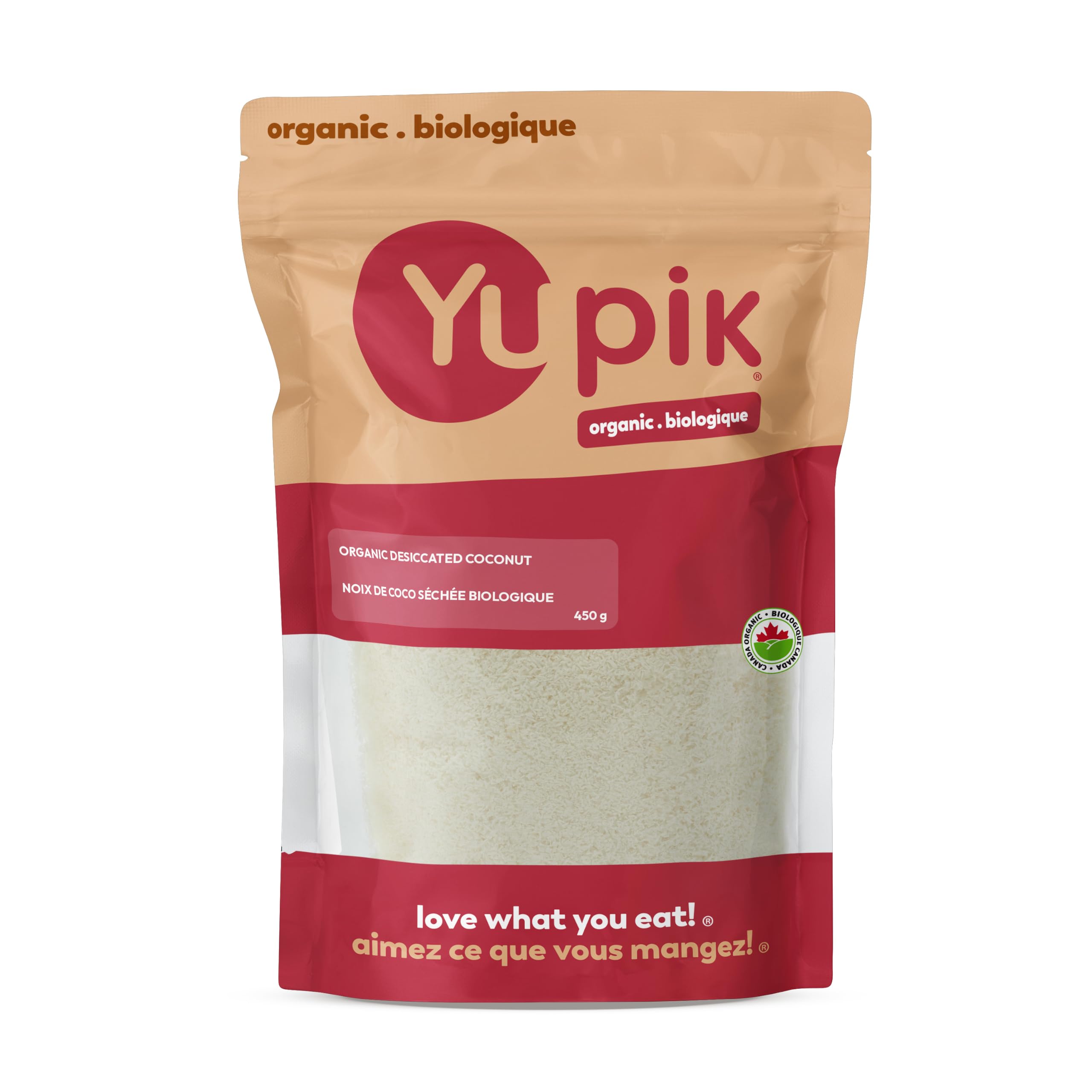 Yupik Organic Desiccated Coconut, Fine, 450 g, Non-GMO, Vegan, Gluten-Free, Kosh