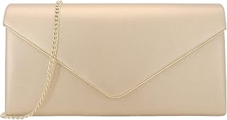 Vegan Leather Envelope Clutch Bag Classic Dressy Purse Foldover Evening Handbag