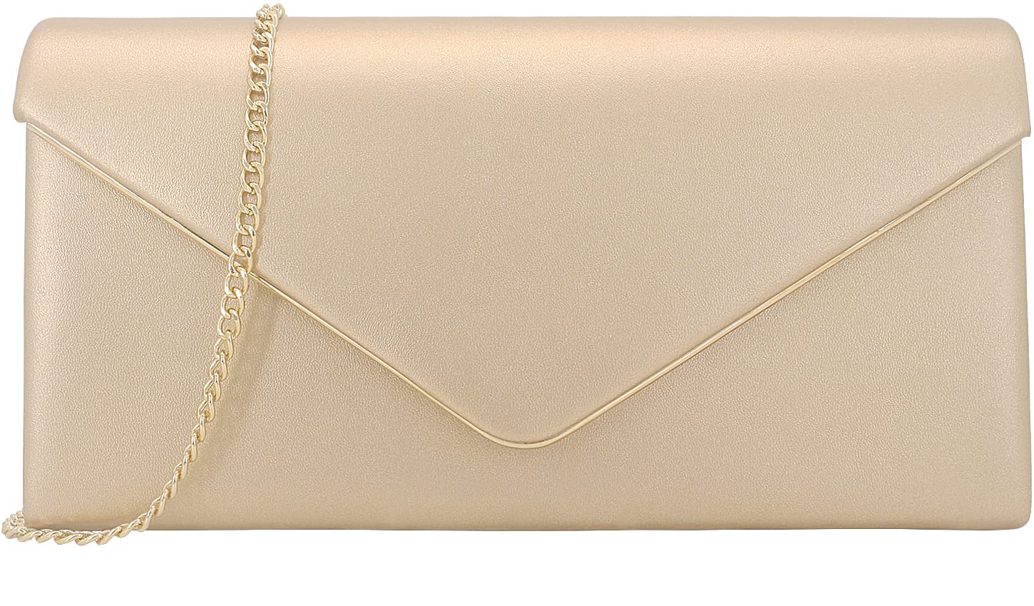 Vegan Leather Envelope Clutch Bag Classic Dressy Purse Foldover Evening Handbag