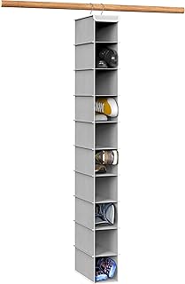 Simple Houseware 10 Shelves Closet Hanging Shoe Organizer, Grey | Dual Metal Hooks, Holds Up to 20 lbs, for Narrow Space
