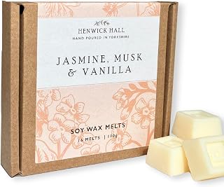 Jasmine, Musk & Vanilla Scented Wax Melts | 16 Pack | Soy Wax | Hand Poured | Thoughtfully crafted & beautifully fragranced by Henwick Hall