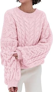 PRETTYGARDEN Women Sweaters Autumn 2024 Knitted Cable Long Sleeve Round Neck Oversized Sweater Chunky Pullover Loose Dresses