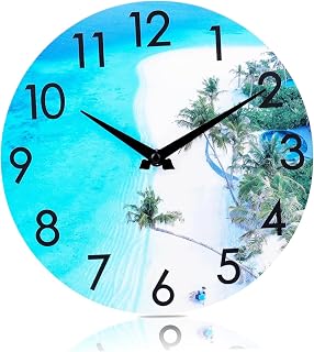 Outdoor Clock 12'' Acrylic Waterproof Outdoor Wall Clock Beach Coastal Theme Outdoor Pool Clock for Ourdoor Indoor Use Decor Outdoor Clocks for Patio Outdoor Wall Clock Outdoor Clocks Waterproof