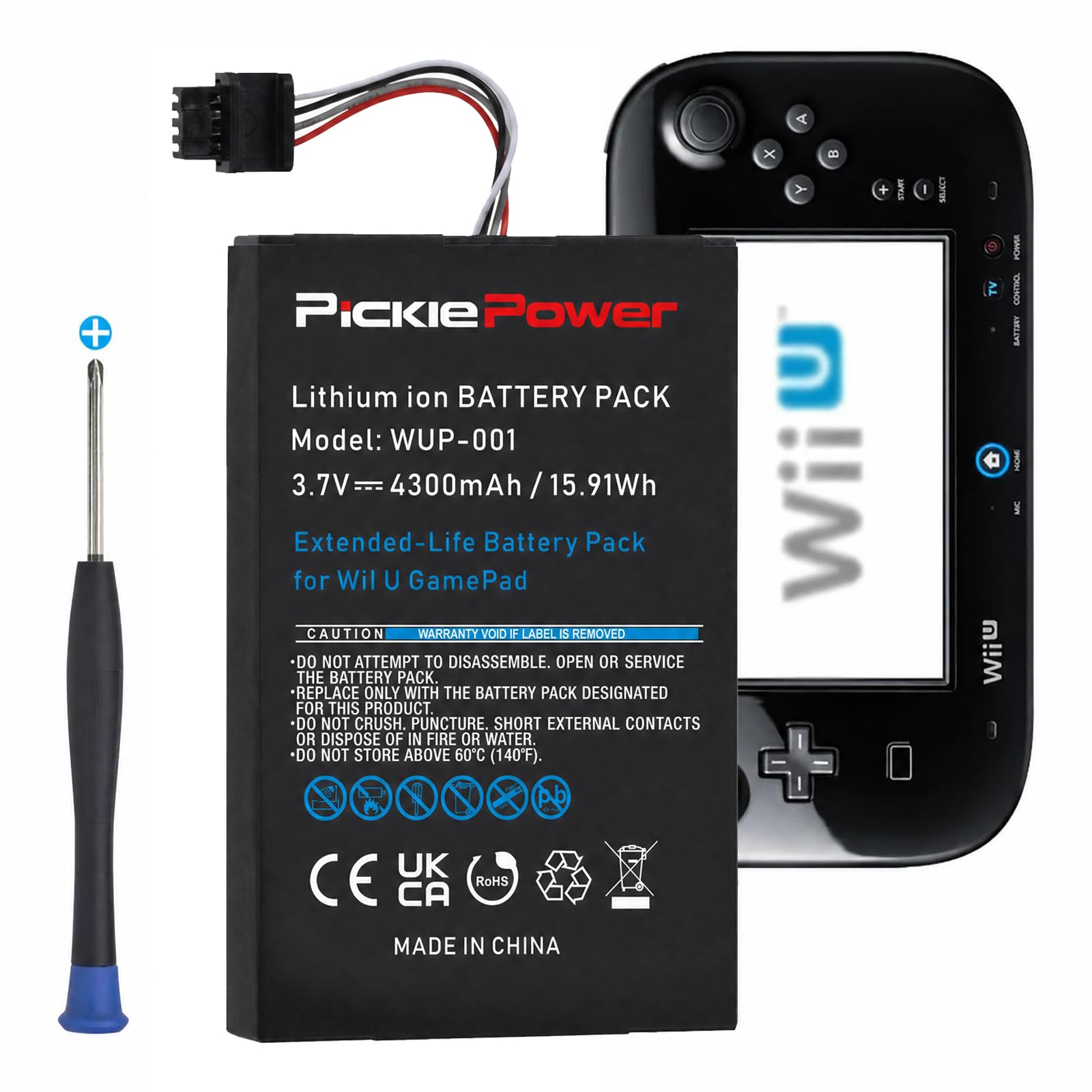 Pickle Power Wii U Gamepad Battery, 4300mAh Wii U Battery Replacement for Ninten