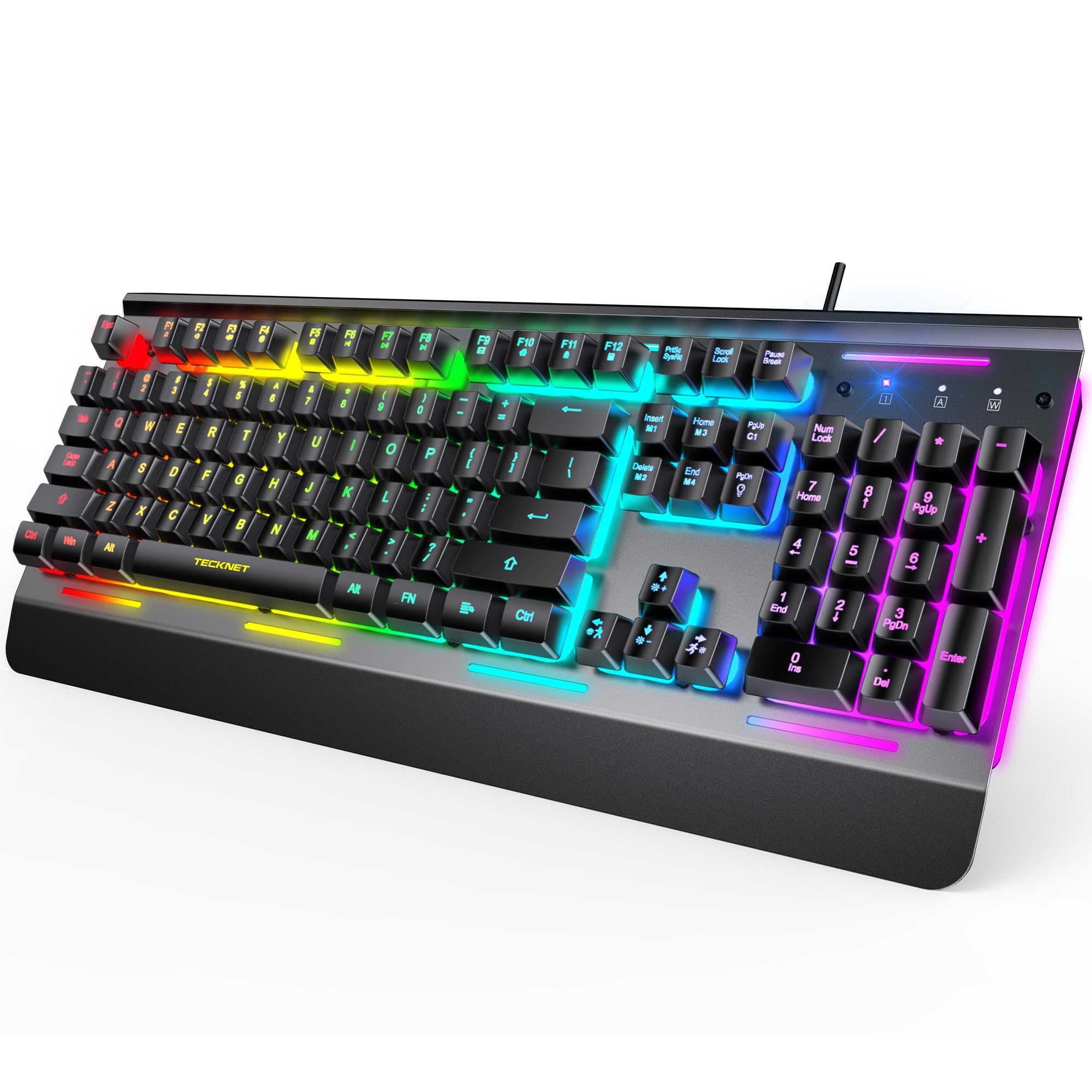 TECKNET Wired Gaming Keyboard, RGB Backlit Keyboard with Metal Panel Design | 15