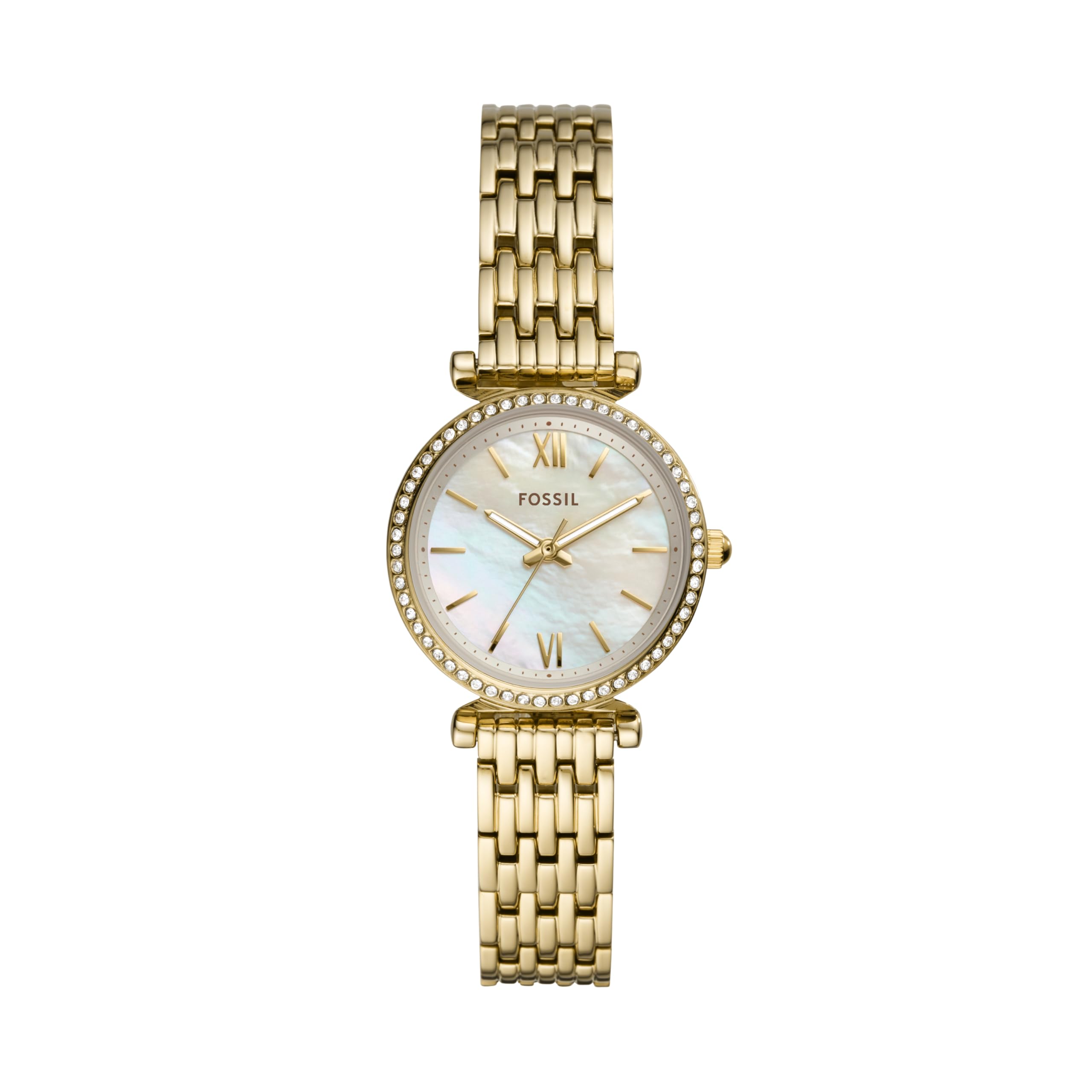 Fossil Women's Carlie Quartz Stainless Steel Watch, Rose Gold Glitz, Regular, Qu