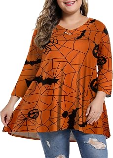 MONNURO Womens Plus Size Tops 3/4 Length Sleeve V Neck Tunic Shirts Blouse
