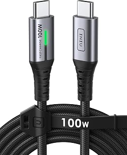 Cavo USB C, INIU 100W [2m] PD QC 4.0 Cavo da USB C a USB C Ricarica Rapida, Cavo Dati Tipo C in Nylon Intrecciato Caricabatterie per Cellulare per Samsung S21 iPad Pro MacBook LG Google ecc, nero
