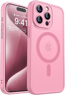 CANSHN Magnetic Shockproof for iPhone 15 Pro Max Case, Pink