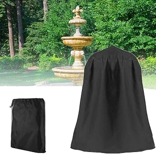 UCARE Outdoor Garden Fountain Covers Waterproof Dustproof Statue Protective Cover for Winter Patio Water Fountains Statues, 48"x68" Fountain Cover (Black)
