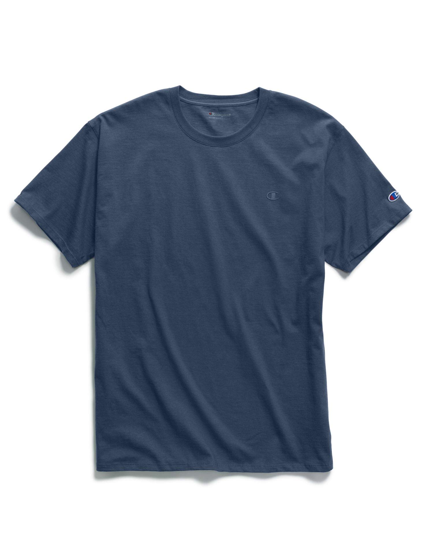 Champion Classic Men's T-Shirt, Round Neck, Cotton, Authentic Script Logo, Opaqu