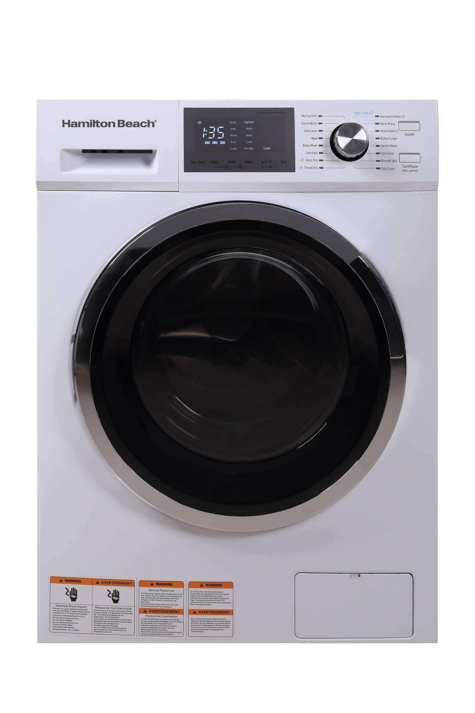 Hamilton Beach 2.65 Cu Ft All-In-One Apartment Size Washer and Dryer Combo | Fro