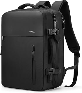 HOMIEE Easyjet Cabin Bags 22-40L Expandable Travel Backpack 45x30x17 Underseat Carry On Backpack Flight Approved Hand Luggage Suitcase 15.6 Inch Laptop Rucksack Casual Daypack School Bag Black