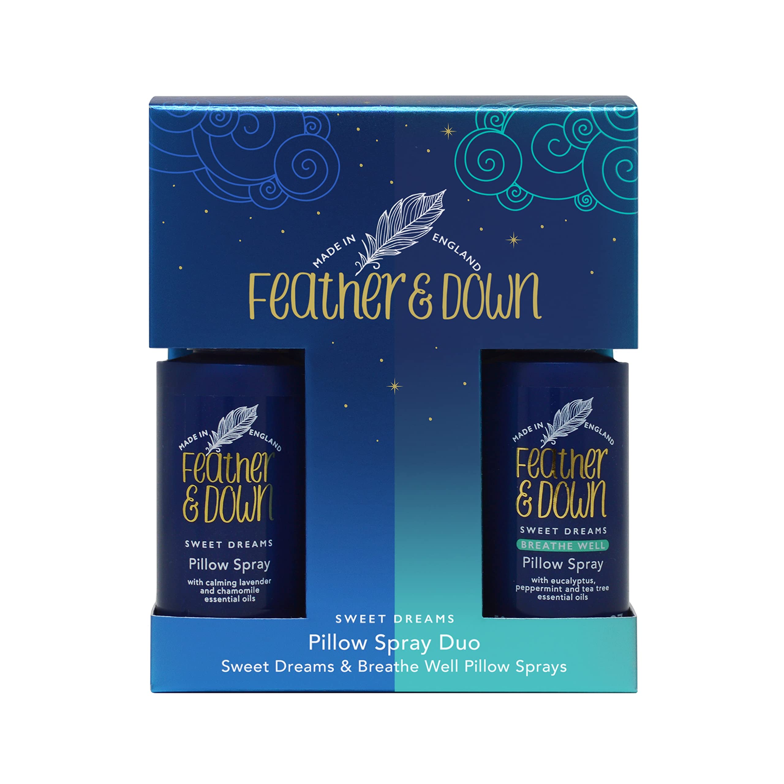 Feather & Down Pillow Spray Duo, Sleep Gift Set with Lavender Mist and Breathe W
