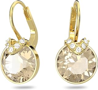 Swarovski Bella V drop earrings, Round cut, Gold tone, Gold-tone Finished
