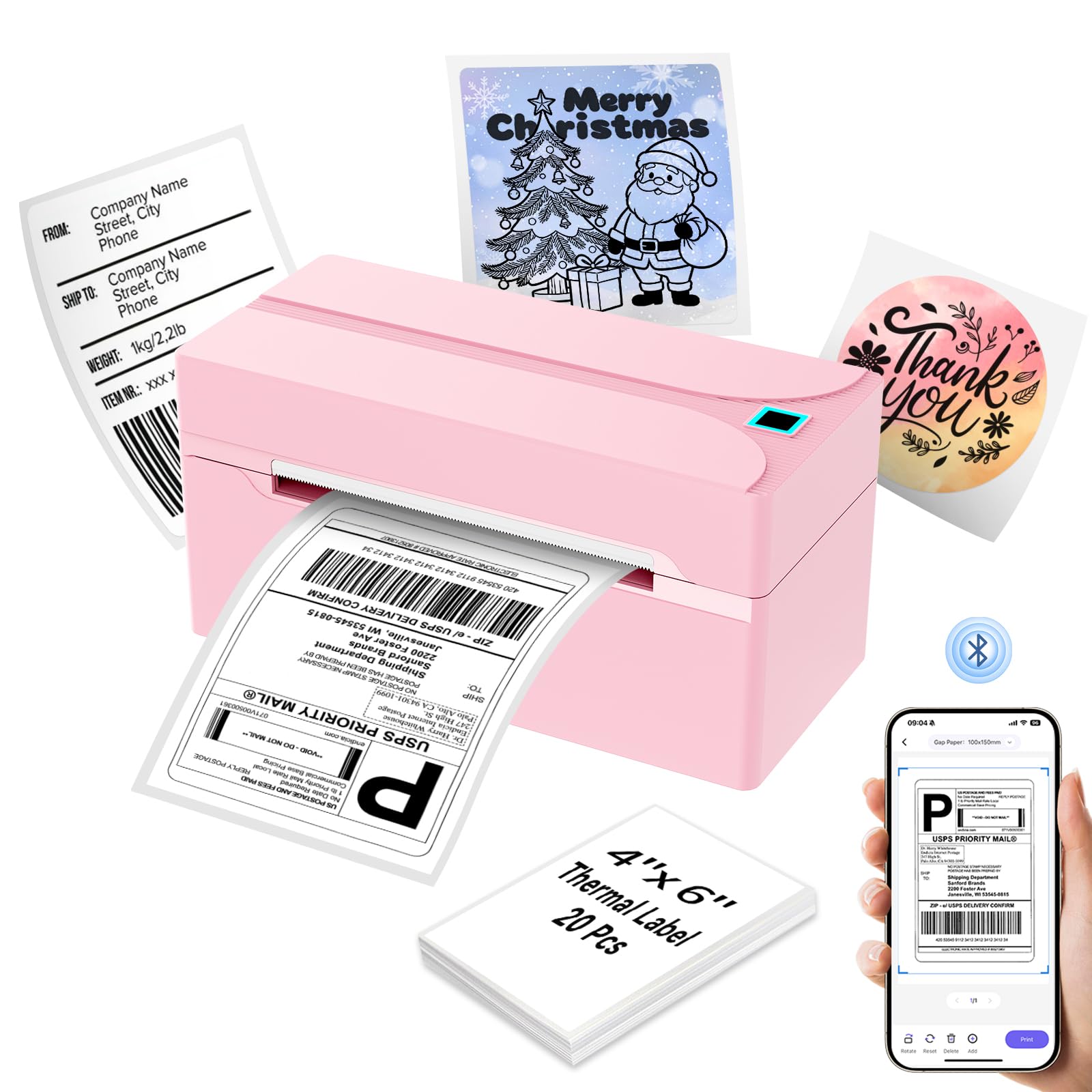 HKHKPI Bluetooth Thermal Label Printer,4x6 Shipping Label Printer | Wireless Lab