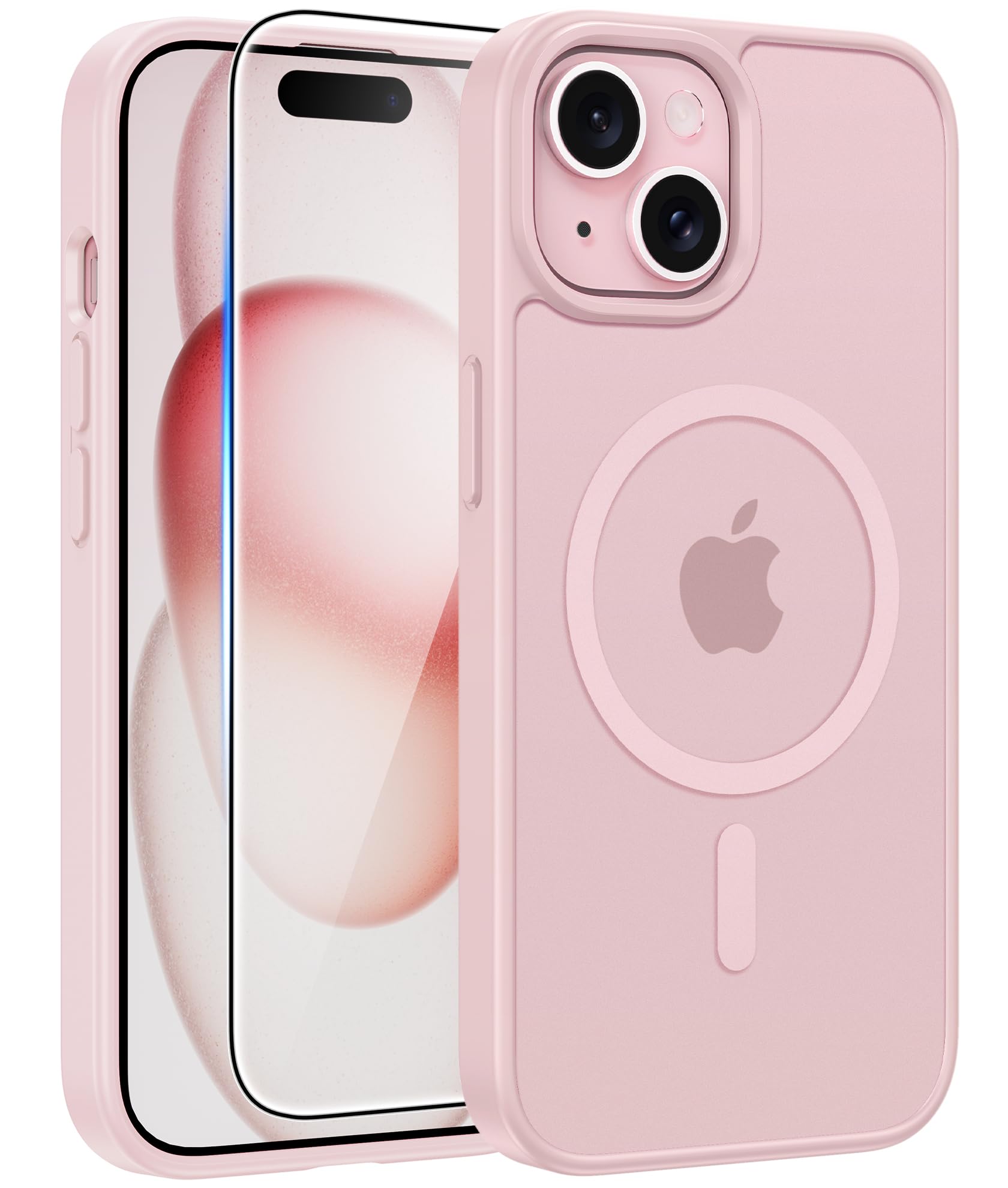 FNTCASE for iPhone 15/14/13 Case, Fit for Magsafe, Glass Screen Protector | Tran