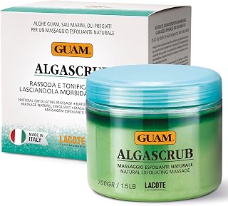 GUAM AlgaSCRUB Seaweed Exfoliating Body Scrub 700g, Sea Salt Exfoliator with Lemon, Mint & Rosemary Essential Oils, Removes Dead Skin Cells, Softens and Smooths Rough Skin, Spa Body Polish