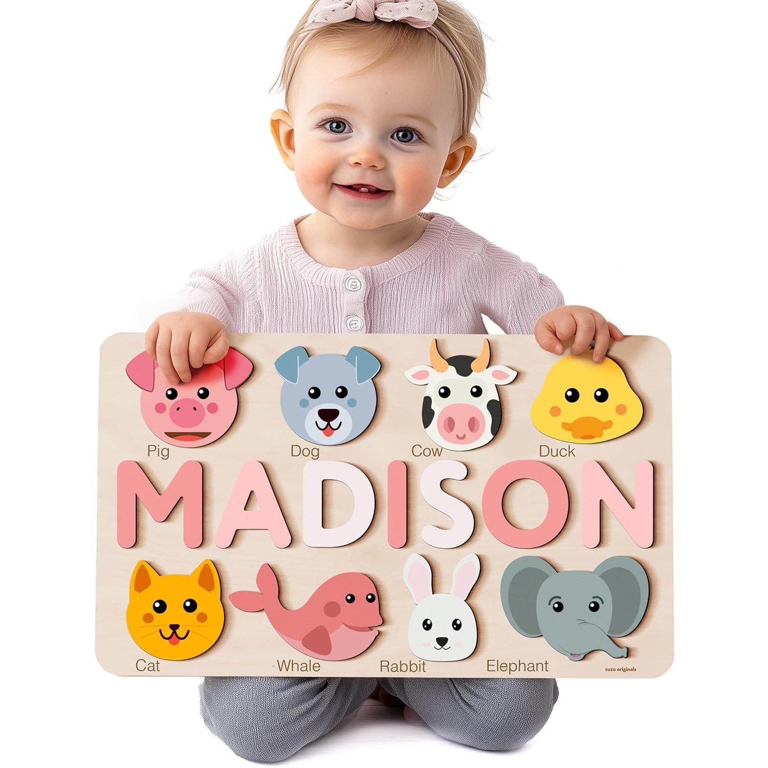 Zuzu Puzzle Personalized Name Puzzle for Toddlers 1-3 | Safari, Farm & 12 Themes