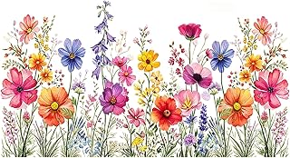 Colorful Floral Privacy Window Film Double Sided Static Glass Stickers Anti-Collision Removable Flower Stickers for Home School Office Classroom Decor