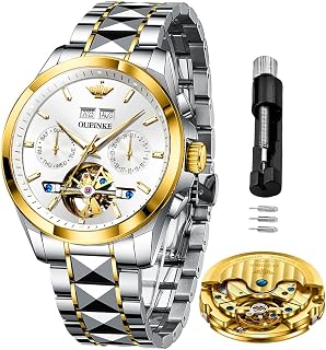 OLEVS Orologio da polso automatico da uomo, meccanico, di lusso, a carica automatica, multi calendario, in acciaio inox, impermeabile, da uomo, Orologi in argento a carica automatica, orologio da uomo