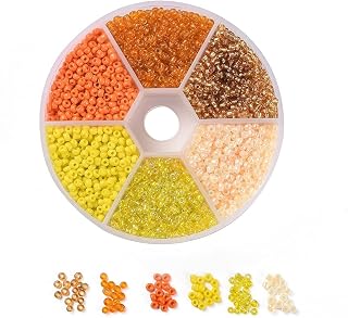 600pcs 12/0 Round Glass Beads for Jewelry Making 2mm Small Round Glass Beads for Bracelet Earrings Necklace Sewing Accessories Yellow