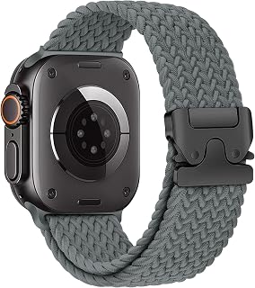 Bracelet Solo Loop tressé pour Apple Watch pour homme et femme 42 mm, 46 mm, 40 mm, 44 mm, 41 mm, 45 mm, 38 mm, bracelet de sport élastique en nylon avec boucle de parachute pour iWatch Series 11 10 9