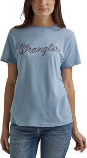 Wrangler Retro Women's Year-Round Short Sleeve Regular Fit T-Shirt - Ashley Blue Heather