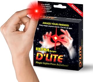 D'lite Magic Thumb Lightup Trick Set / 2 Original Amazing Ultra Bright Light Magic Fingers - Closeup & Stage Magic Tricks - Easy Illusion Anyone Can Do It - Magic Trick for Adults (Regular Red)