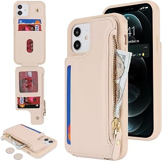 Cavor for iPhone 12/12 Pro Wallet Case with Card Holder, Cream