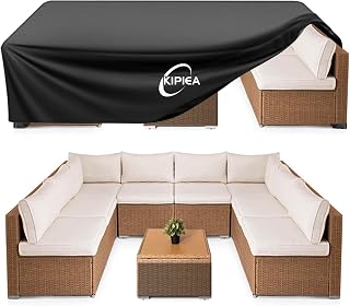 Kipiea Patio Furniture Covers Waterproof Winter, Heavy-Duty Outdoor Furniture Set Covers for Table Chairs, Anti-UV, No Tears or Fading (110" L x 84" W x 28" H)