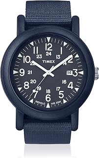 Timex Men's Quartz Watch with Blue Dial Analogue Display and Blue Leather Strap TW2P62600, Navy Blue, Strap
