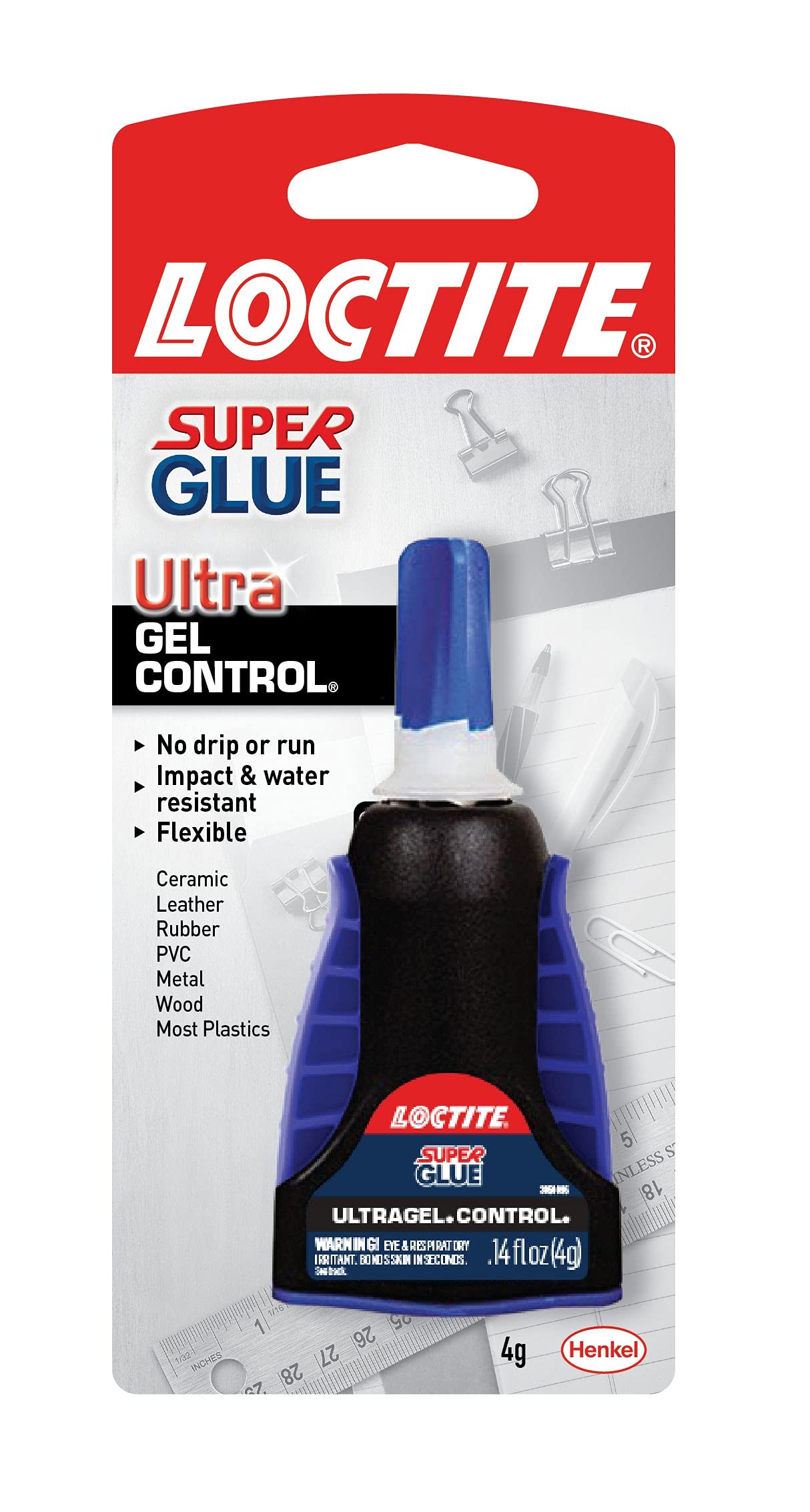 Loctite Super Glue Ultra Gel Control, Clear, 0.14 fl oz Bottle, 1 Pack - Supergl
