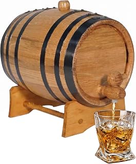 2 Liter Oak Aging Barrel with Wood Stand, Bung & Spigot - Mini Whiskey Barrels for The Home Alcohol Distiller, Moonshiner & Winemaker - Age Cocktails, Bourbon, Whisky, Tequila, Rum, Mead Wine (2L)