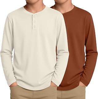 2 Pack Boys' Long Sleeve Henley Shirts