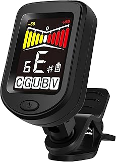 CANTUS Rechargeable Guitar Tuner, Clip on Tuner with Guitar Bass Ukulele Violin Chromatic Tuning Modes (Black)