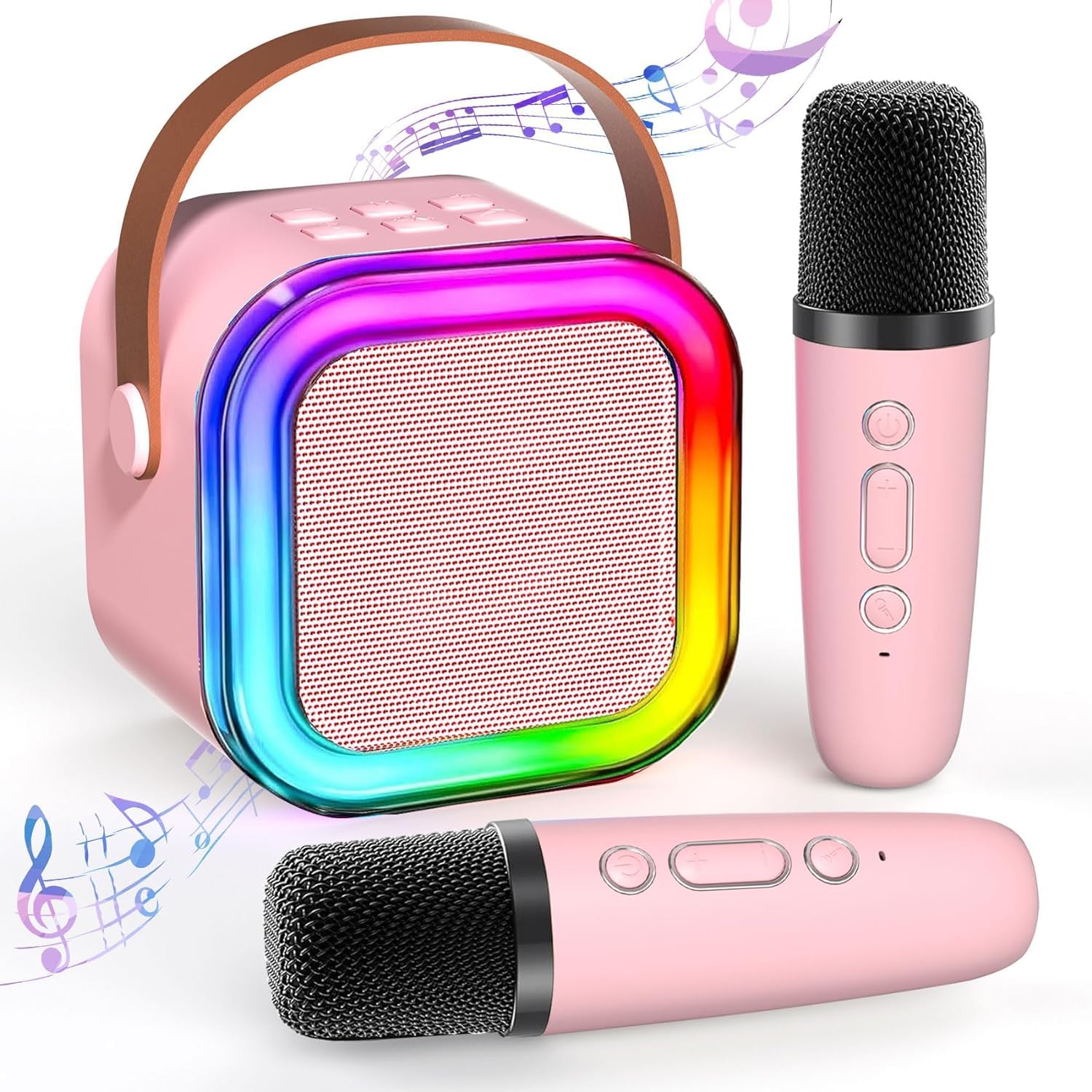 TAEMVV Mini Karaoke Machine for Kids,Portable BT Speaker with 2 Wireless Microph