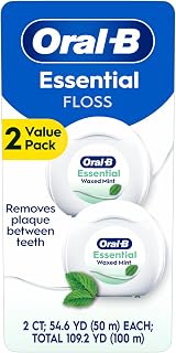 EssentialFloss Mint Dental Floss, Cavity Defense, Waxed, Value 2 Pack (50m Each)