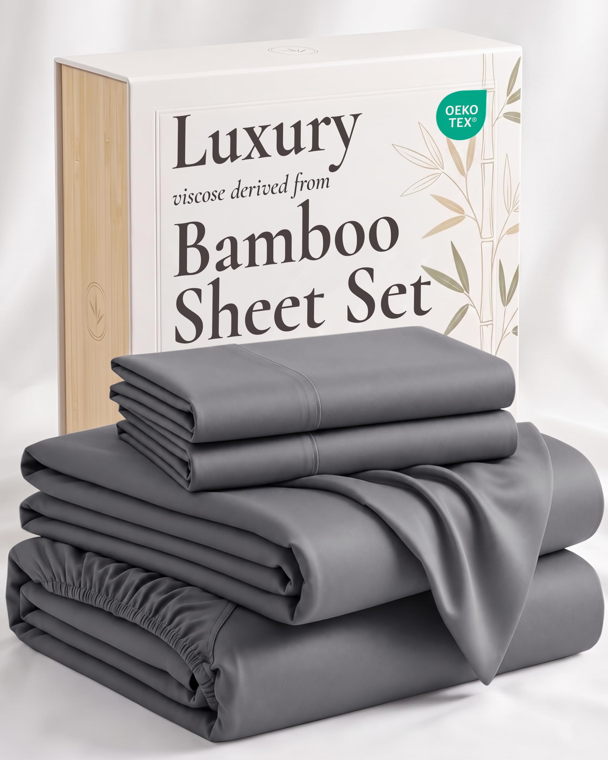 Hotel Sheets Direct 4 Piece Bed Sheet Set California King Size, 100% Viscose Der