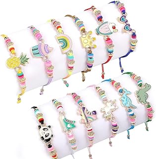 12 PCS Cute Friendship Bracelets Bulk for Girls, Unicorn, Panda, Ice Cream Bracelets Dtring Handmade Bracelets kids jewelry for Little Girls Birthday Carnivals Party favor