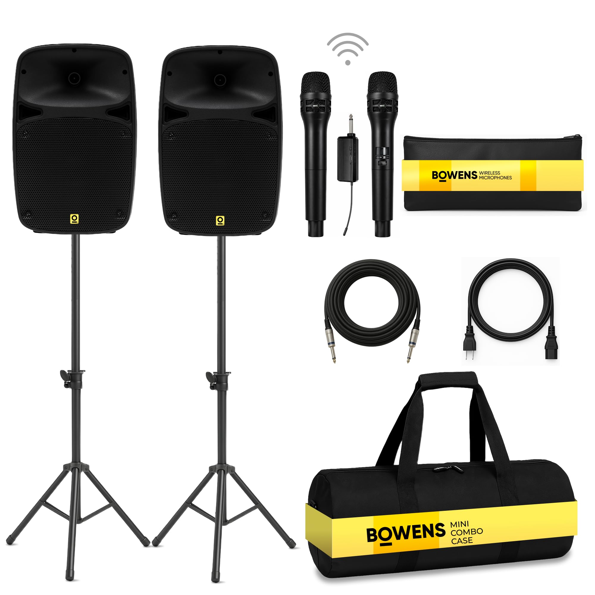 Bowens Dual 8 Inch 400W PA System – Portable Speakers with Bluetooth, USB/SD, LC