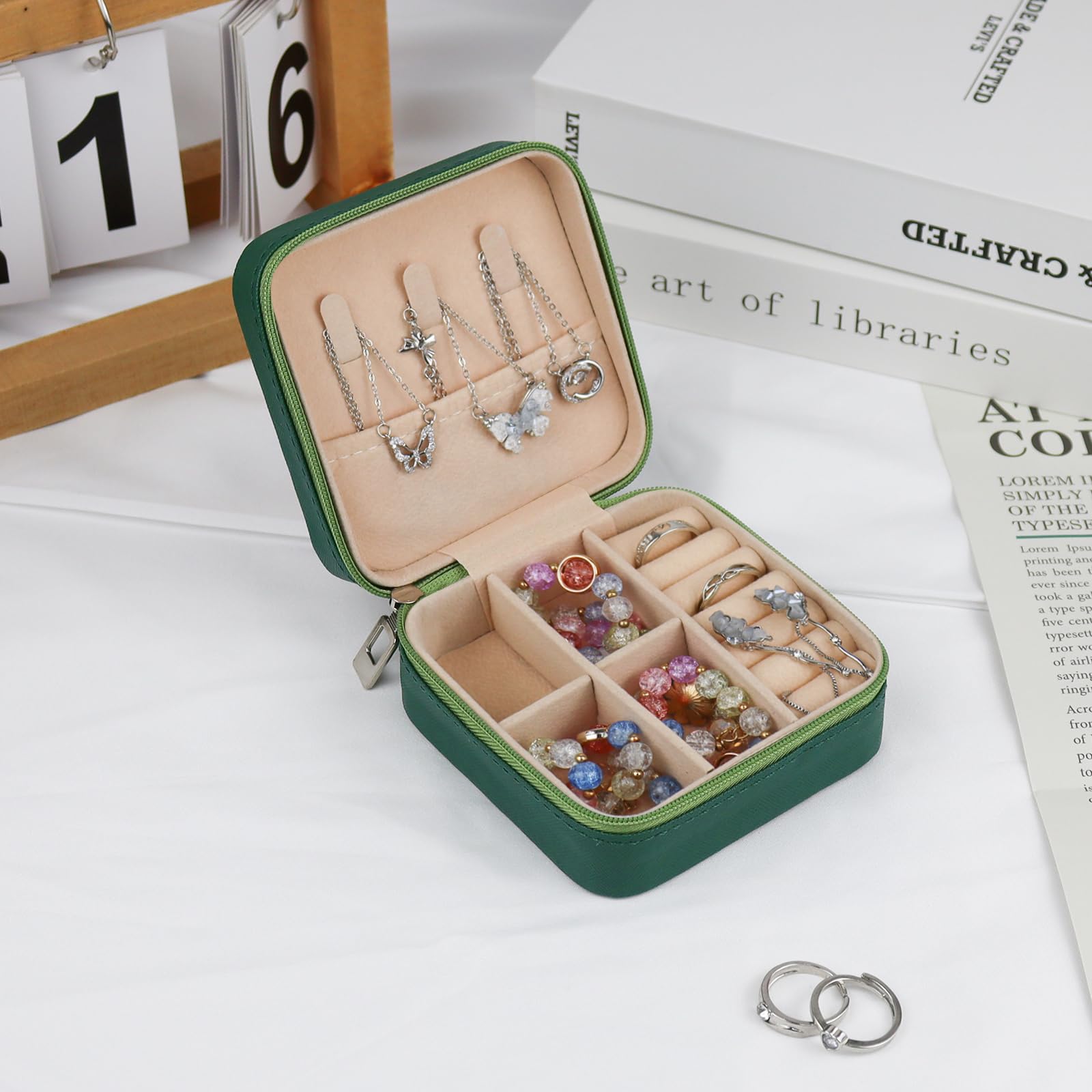 Mini Jewelry Box PU Leather Small Travel Jewelry Case for Ring Earring Necklace 