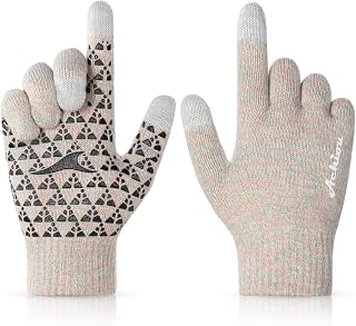Achiou Winter Knitted Gloves Touch Screen Warm Thermal Soft Lining Elastic Cuff SMS Non Slip 3 Size Choice for Women Men